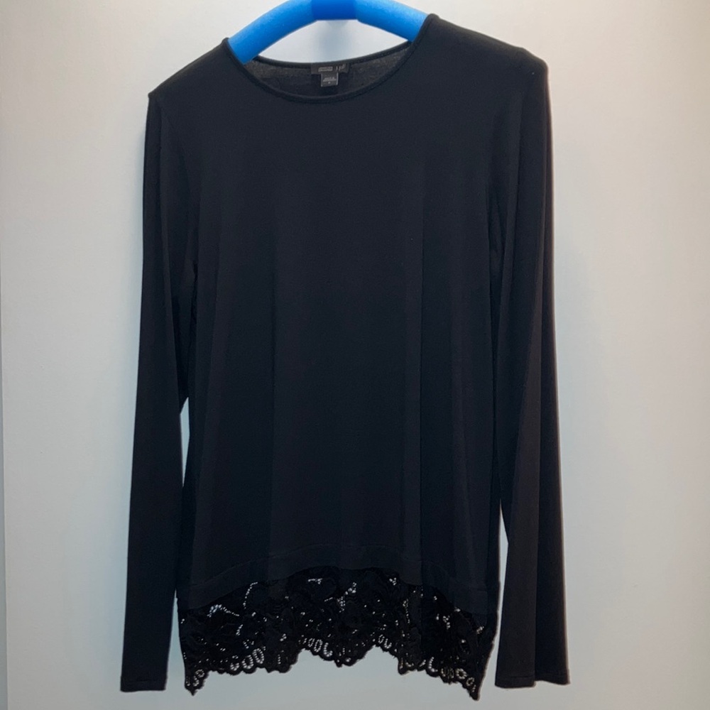 J. Jill Wearever Collection black lace trim tunic